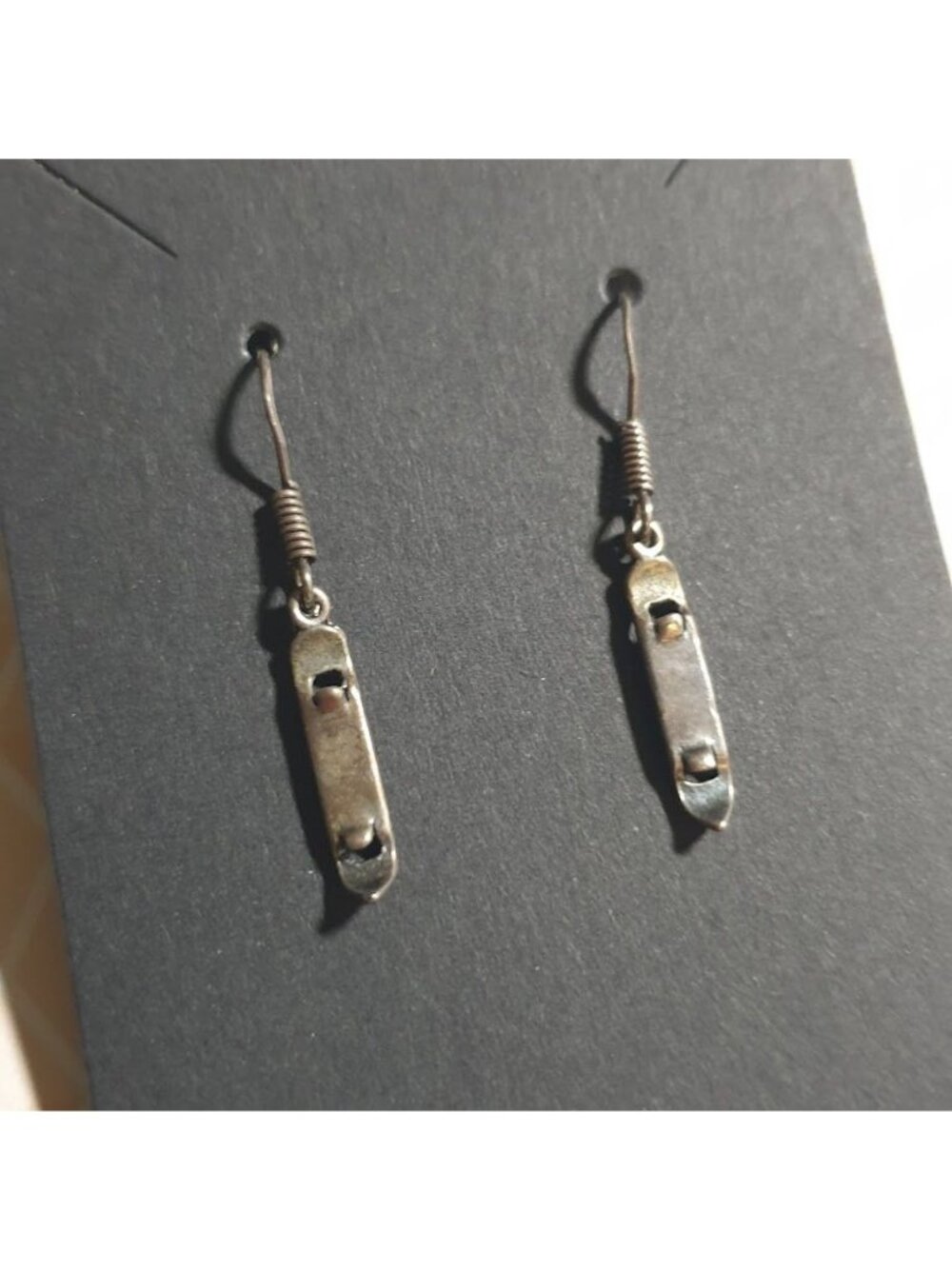 Novelty Can Opener Dangle Earrings Minimalist Silver Tone Accessory Jewelry Cook